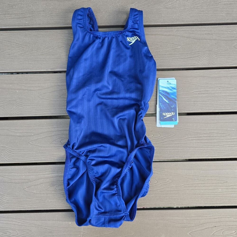 Speedo Girls Aquablade Recordbreaker Youth Size 24 Swimsuit One Piece Blue NEW